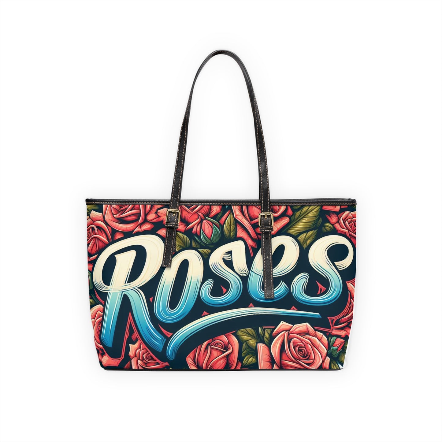 Roses Graffiti #16 Leather Shoulder Bag