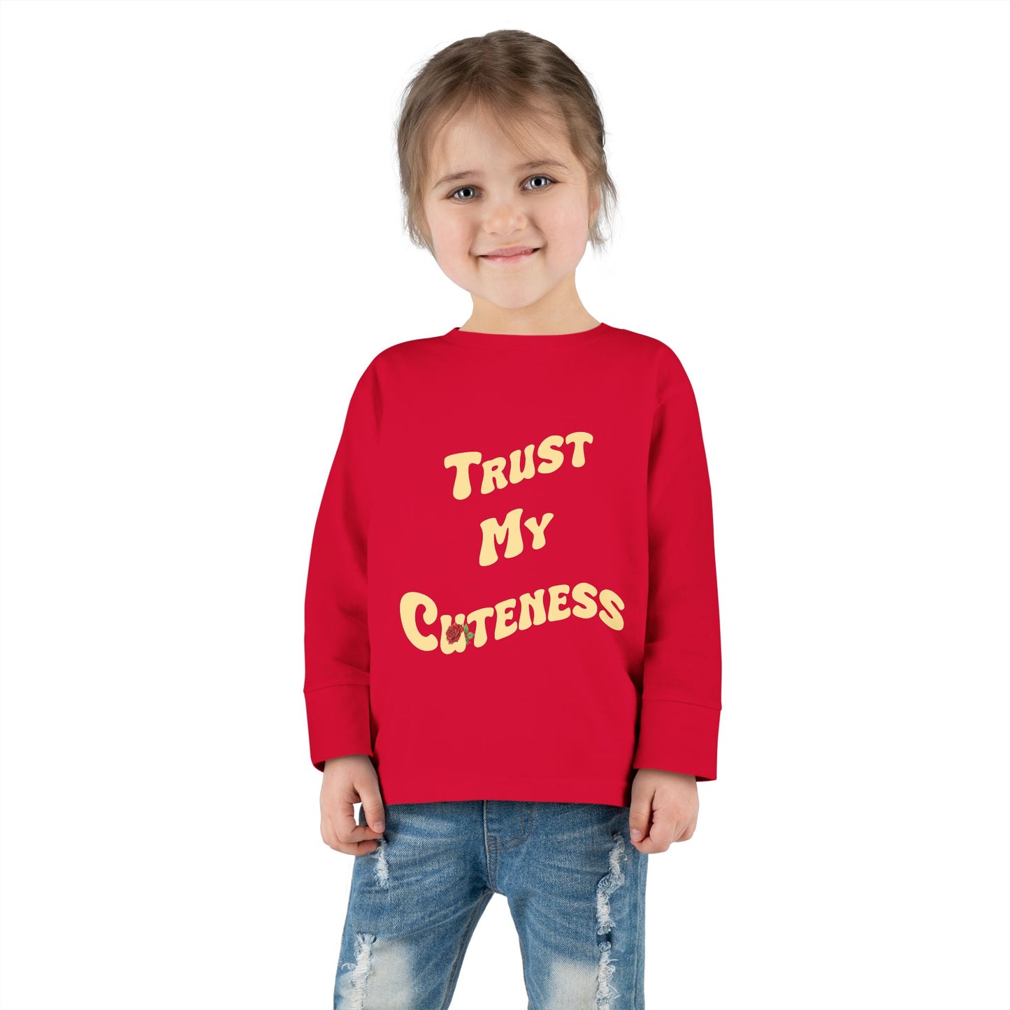 Trust My Cuteness Toddler Girls Long Sleeve Tee