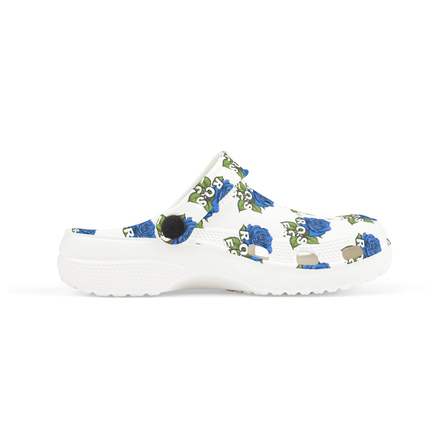 White Blue Roses Kid's Clogs