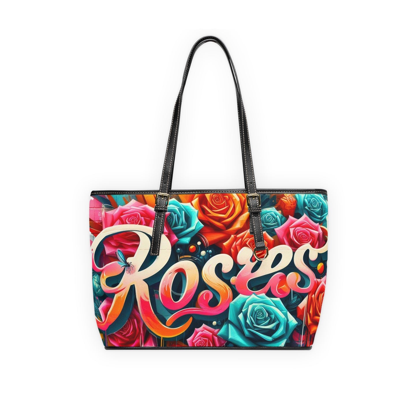 Roses Graffiti #3 Leather Shoulder Bag