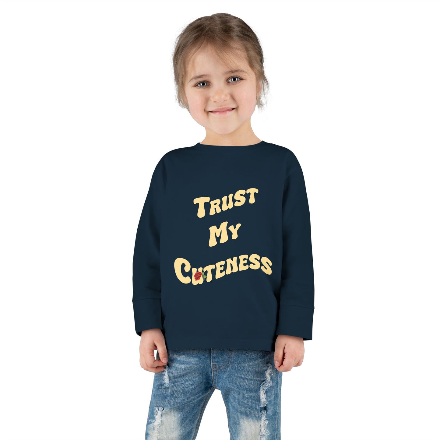 Trust My Cuteness Toddler Girls Long Sleeve Tee