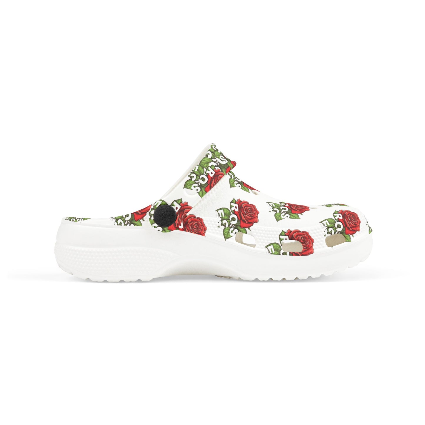 White Red Roses Kid's Clogs