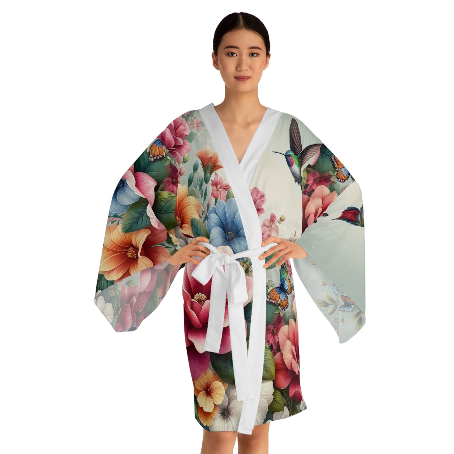 Roses Long Sleeve Kimono Robe