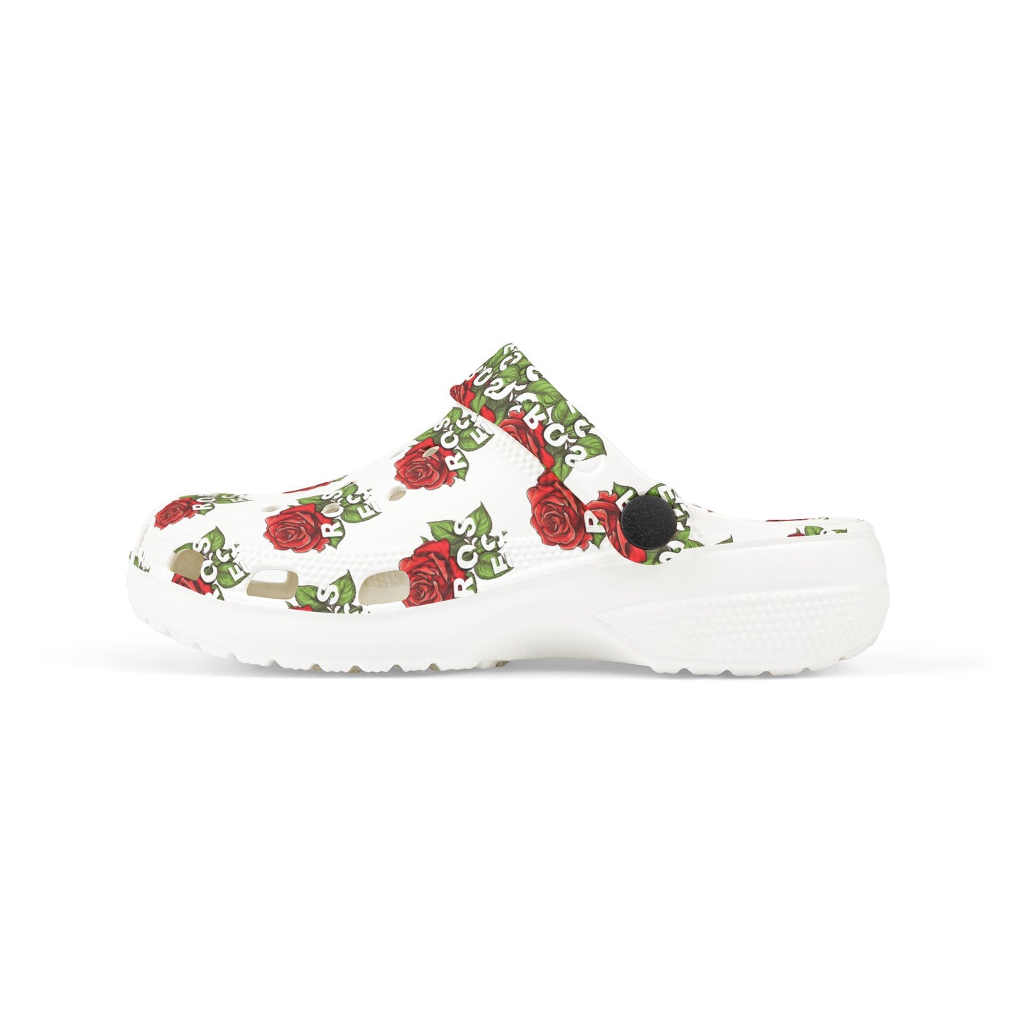 White Red Roses Kid's Clogs