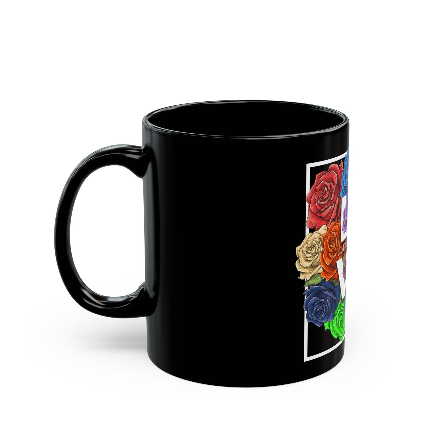 LOVE Roses Bouquet Black Mug