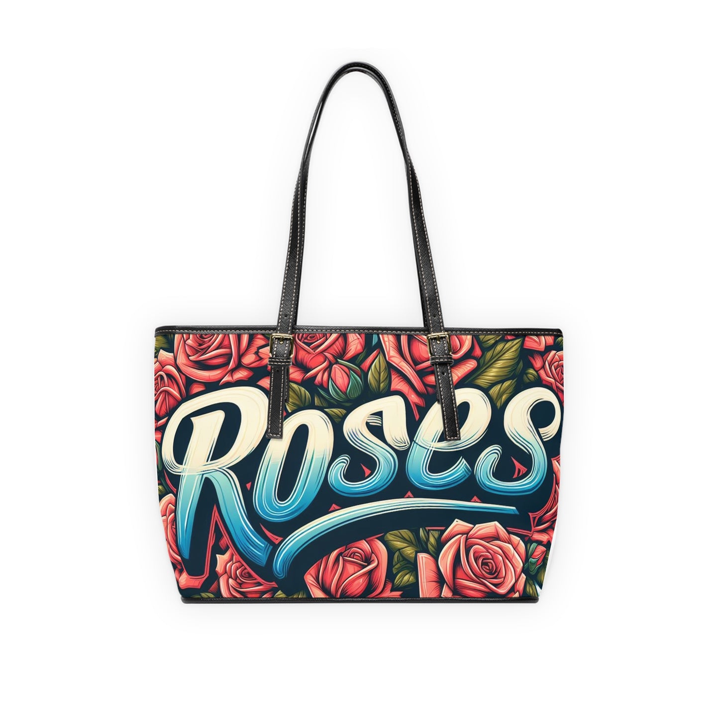 Roses Graffiti #16 Leather Shoulder Bag