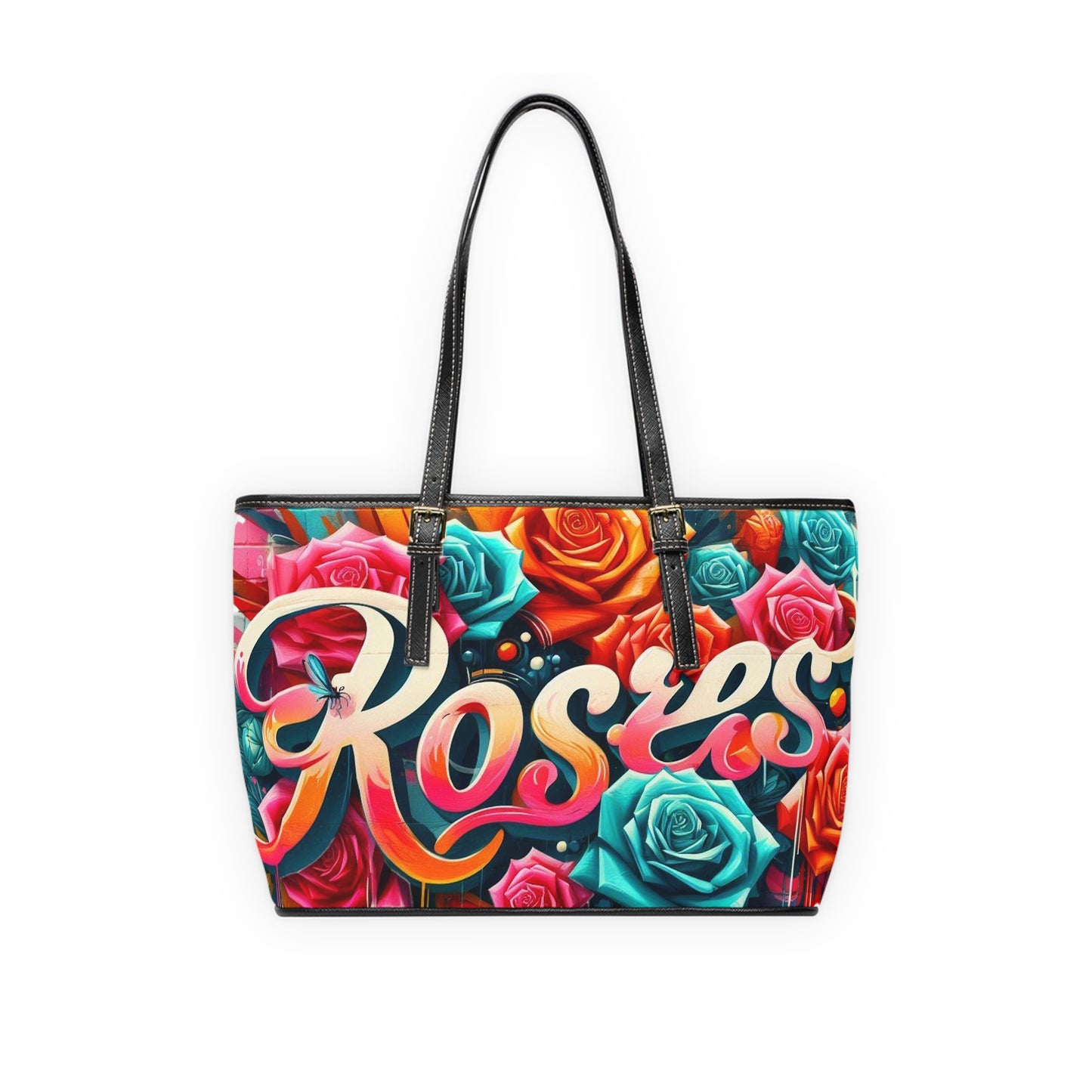 Roses Graffiti #3 Leather Shoulder Bag