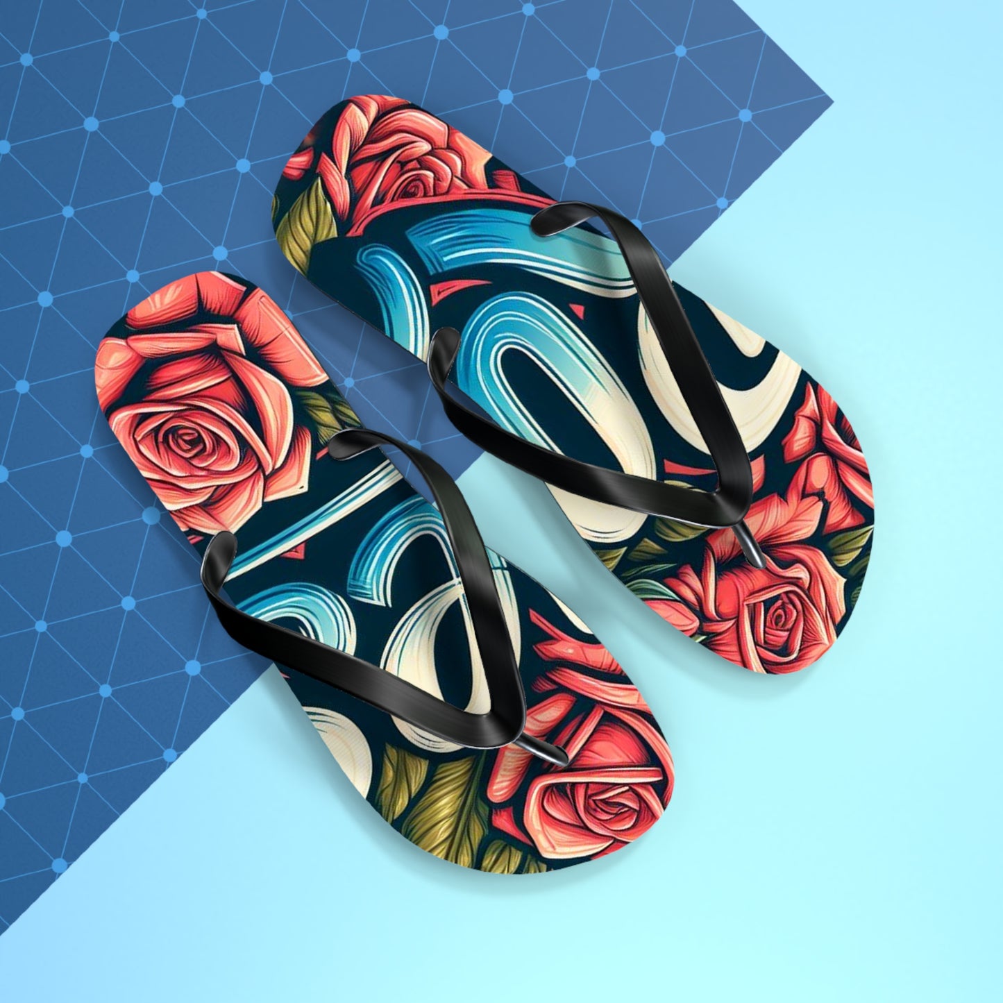 Roses Graffiti #16 Flip Flops