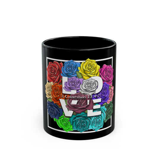 LOVE Roses Bouquet Black Mug