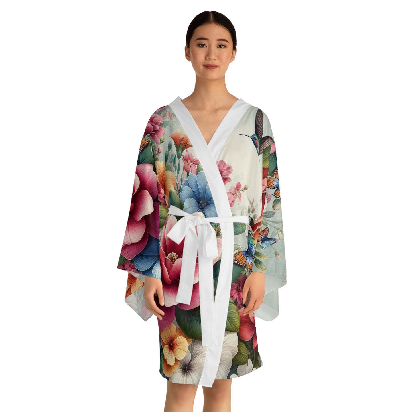 Roses Long Sleeve Kimono Robe