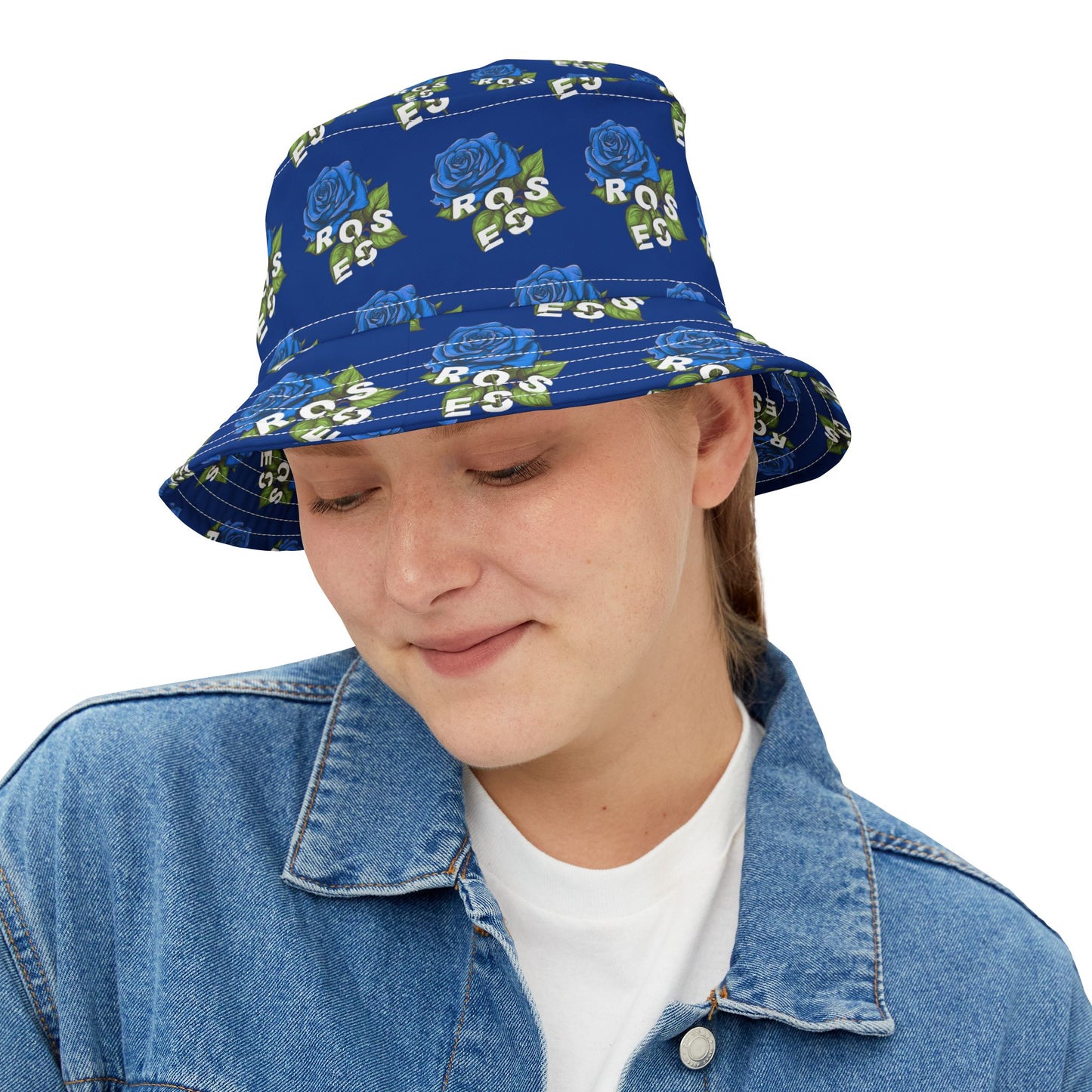 Blue Roses All Over Print Bucket Hat