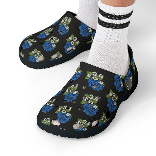 Black Blue Roses Kid's  Clogs