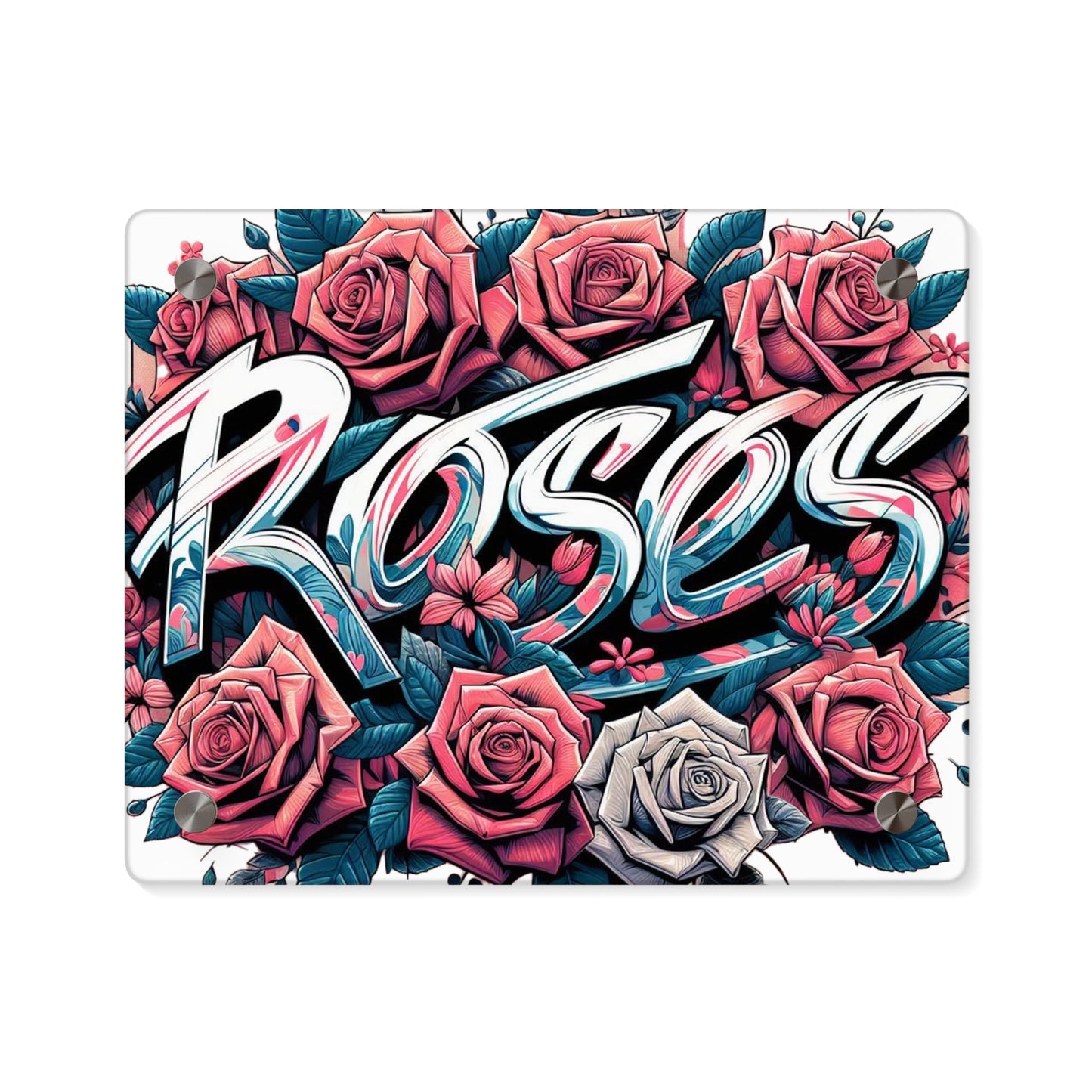 Roses Graffiti #11 Acrylic Wall Art Panel