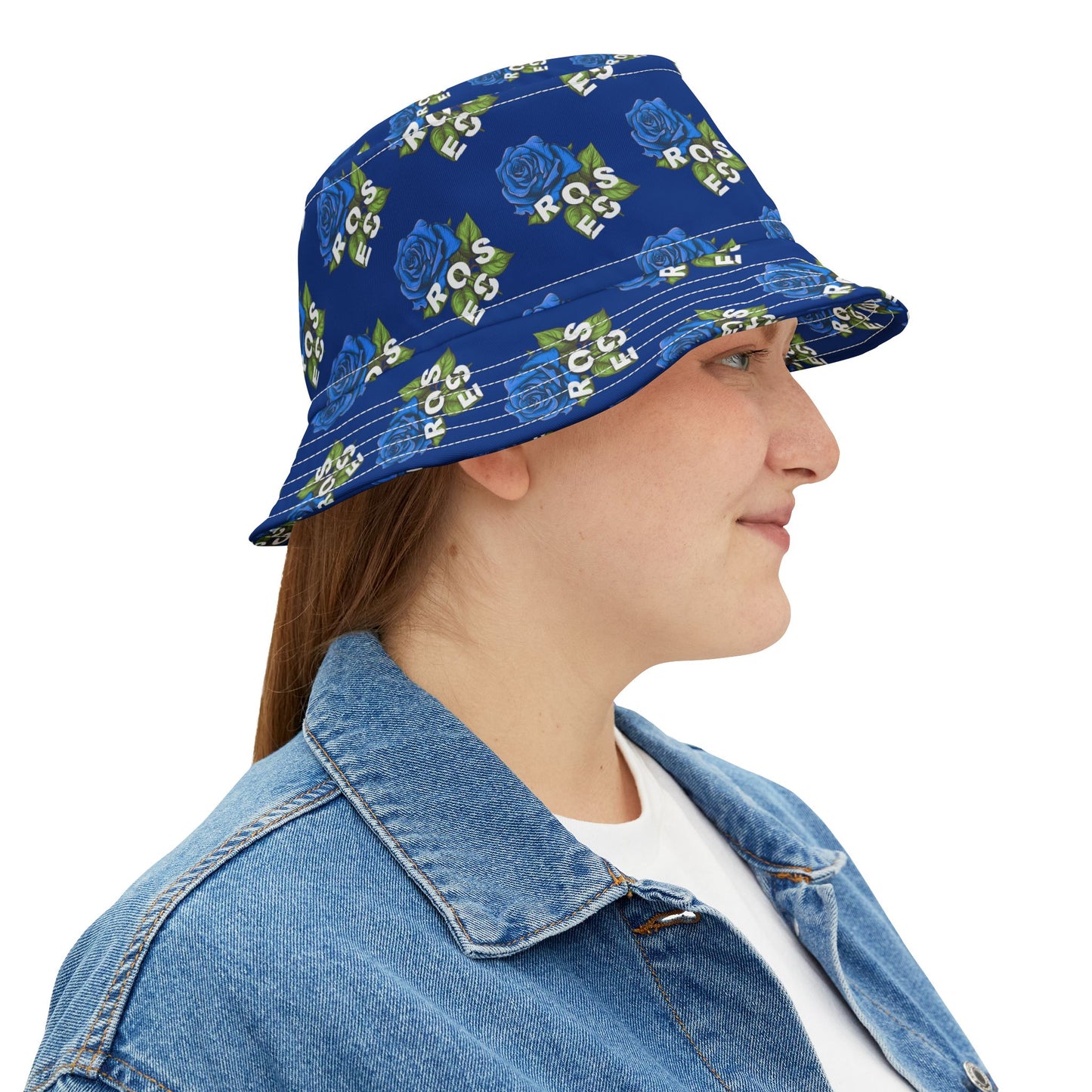 Blue Roses All Over Print Bucket Hat