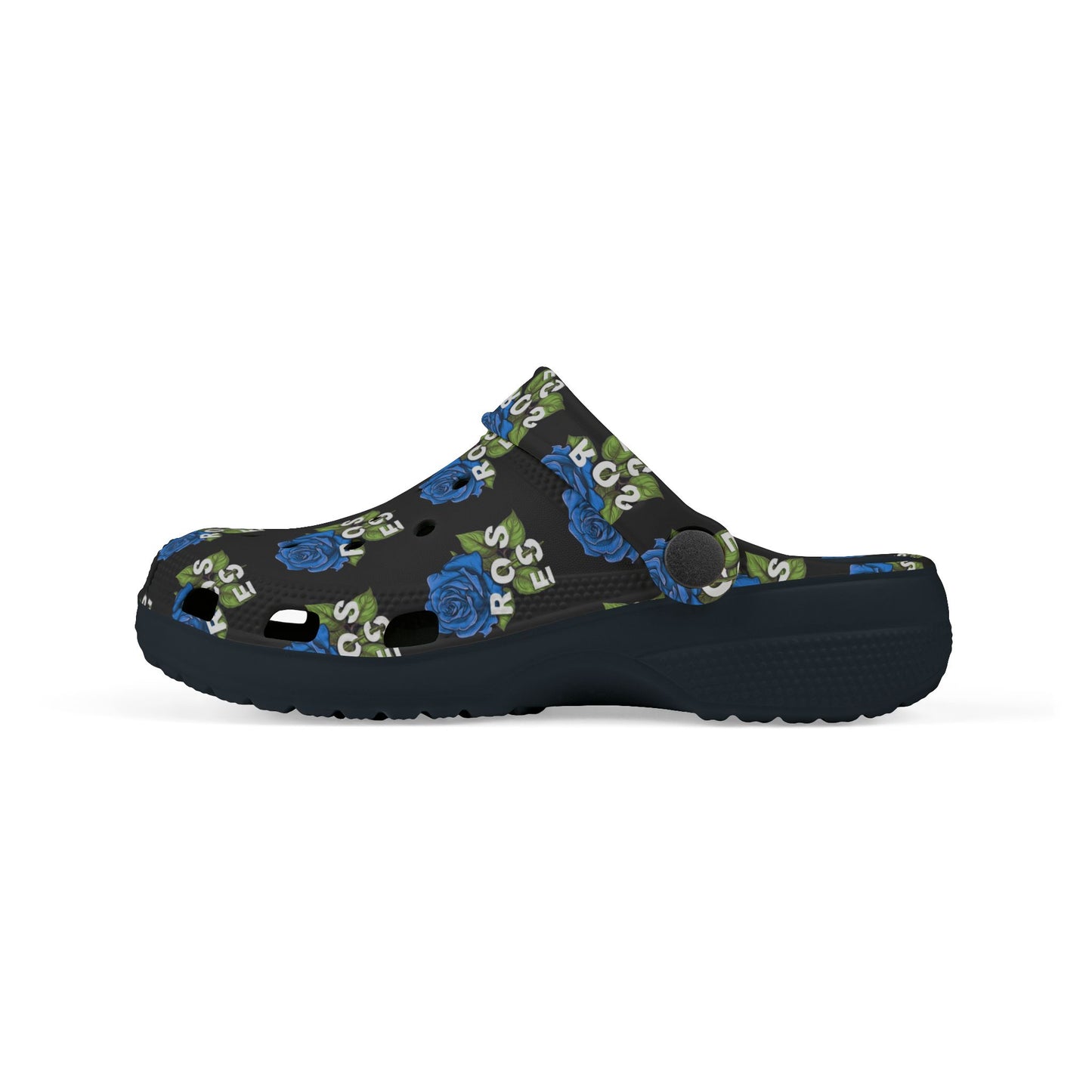 Black Blue Roses Kid's  Clogs