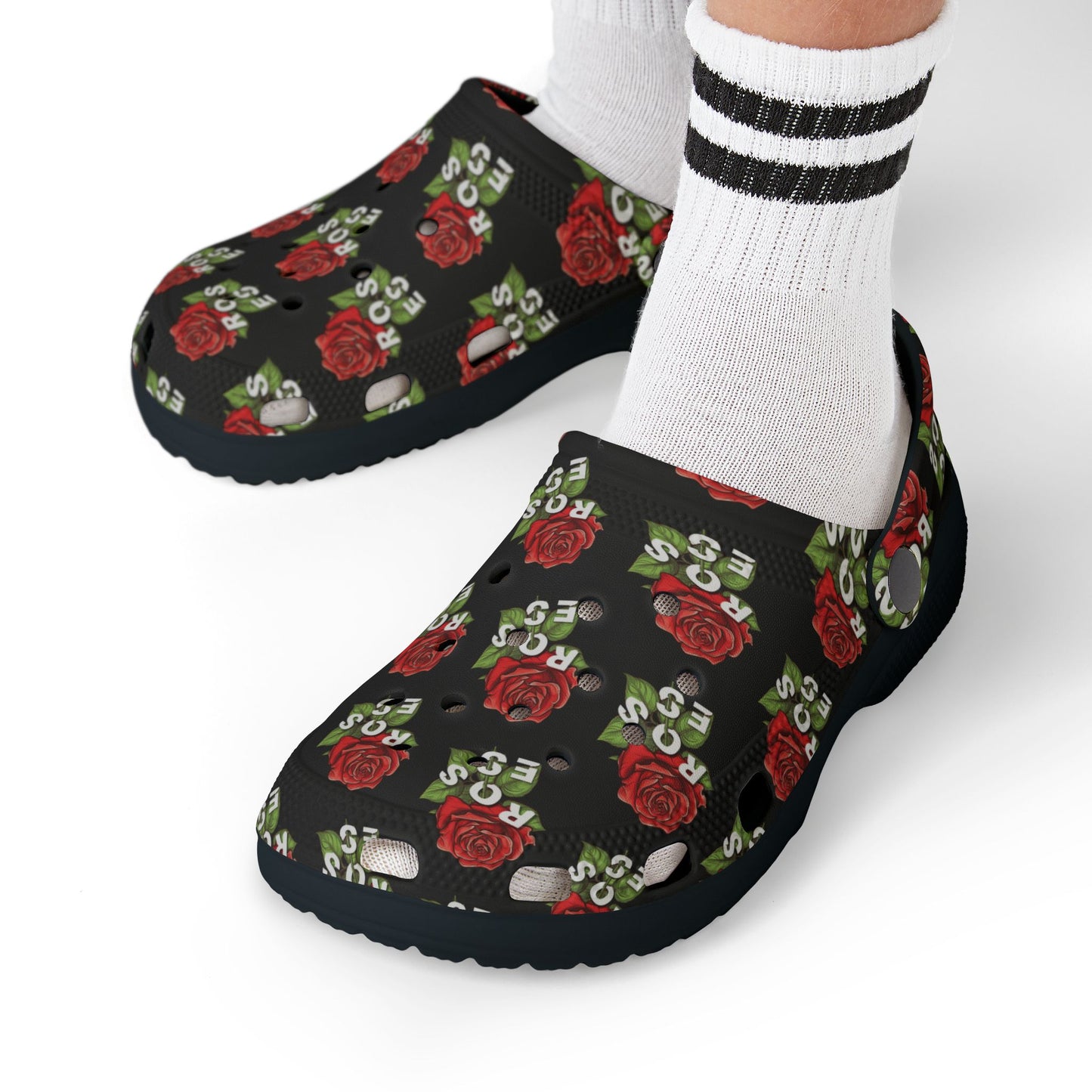 Black Red Roses Kid's  Clogs