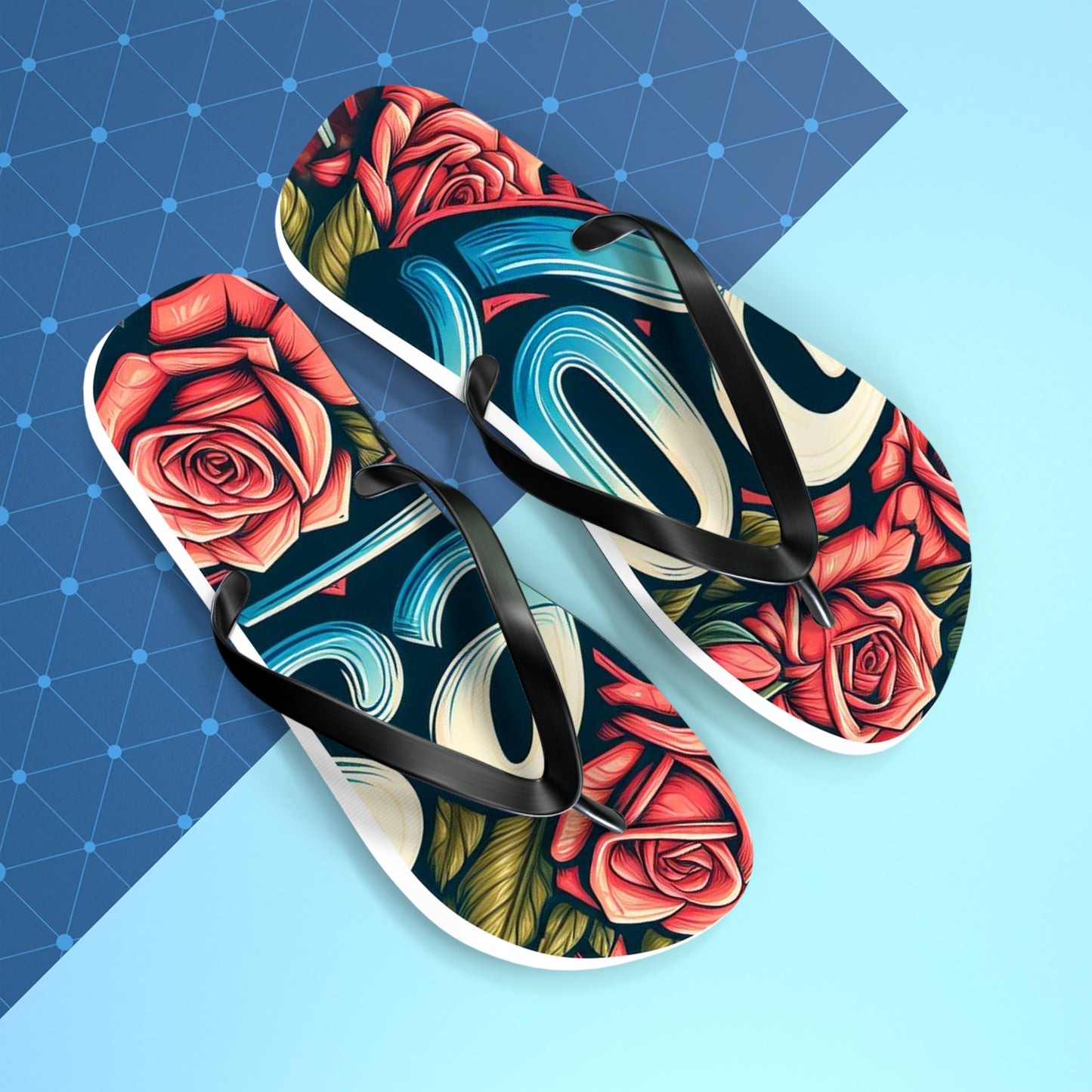 Roses Graffiti #16 Flip Flops