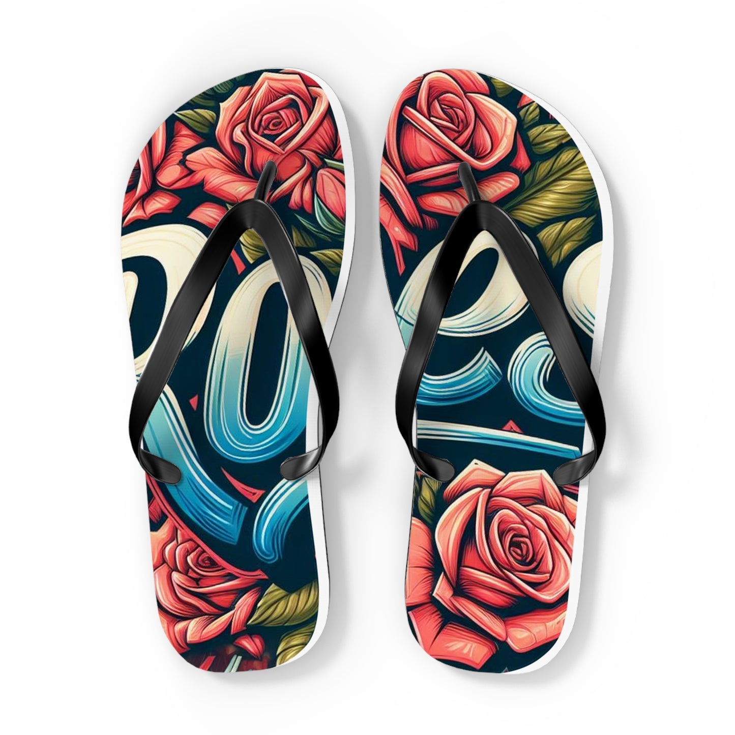 Roses Graffiti #16 Flip Flops
