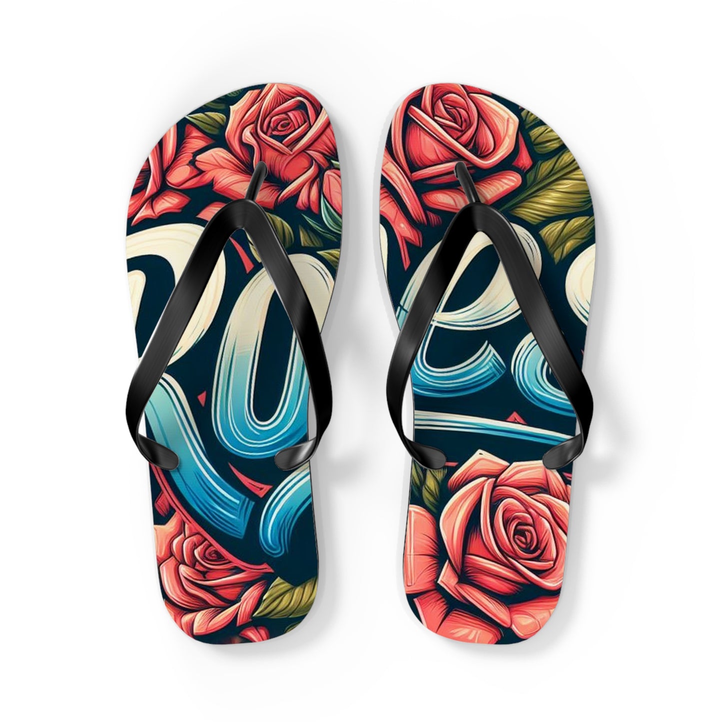 Roses Graffiti #16 Flip Flops
