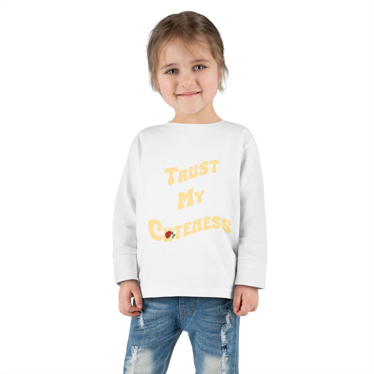 Trust My Cuteness Toddler Girls Long Sleeve Tee