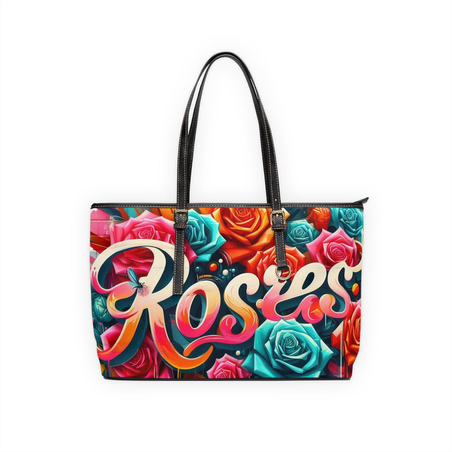 Roses Graffiti #3 Leather Shoulder Bag