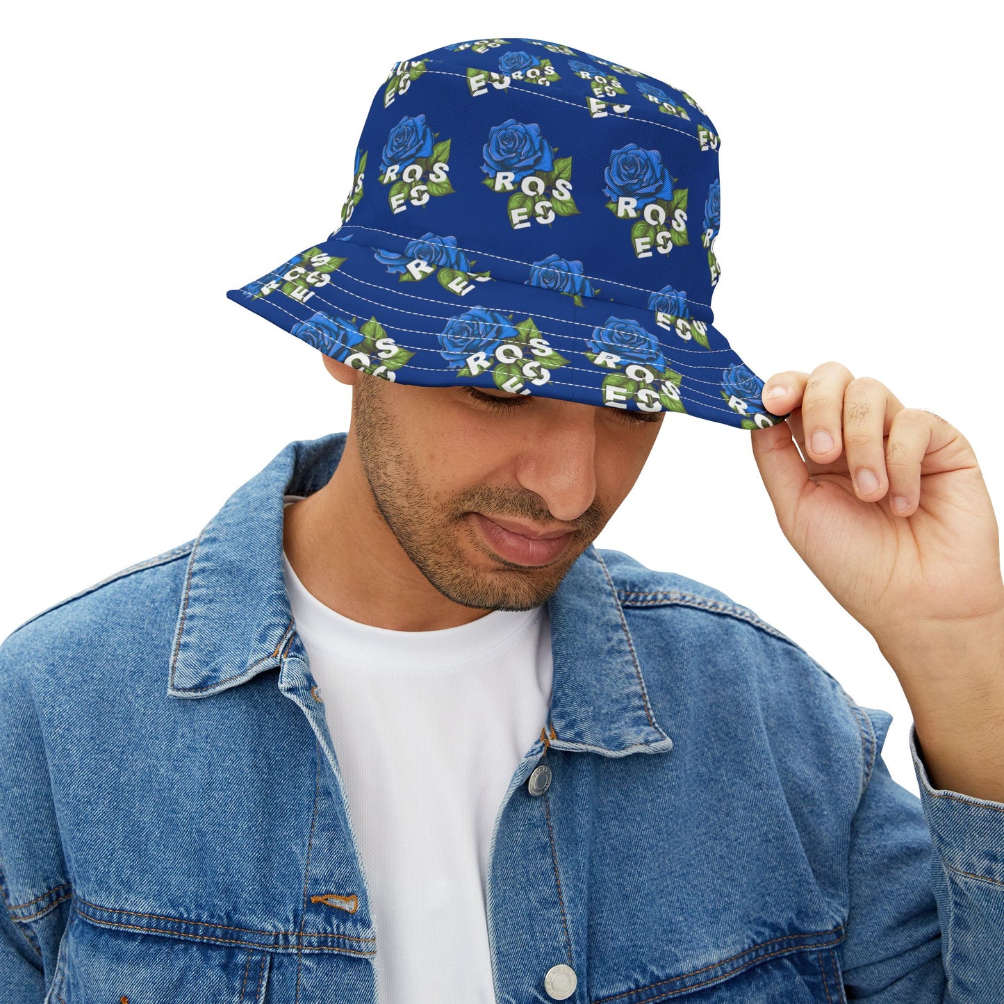 Blue Roses All Over Print Bucket Hat