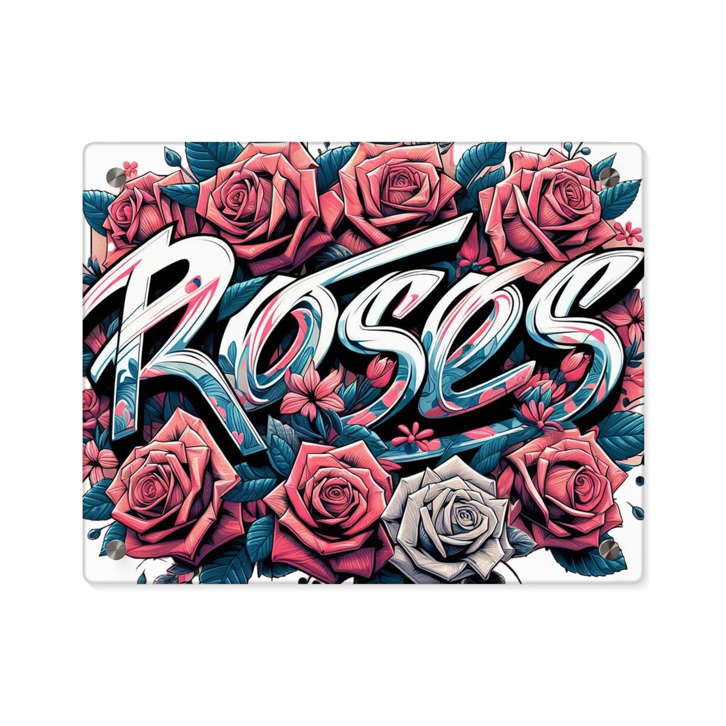 Roses Graffiti #11 Acrylic Wall Art Panel