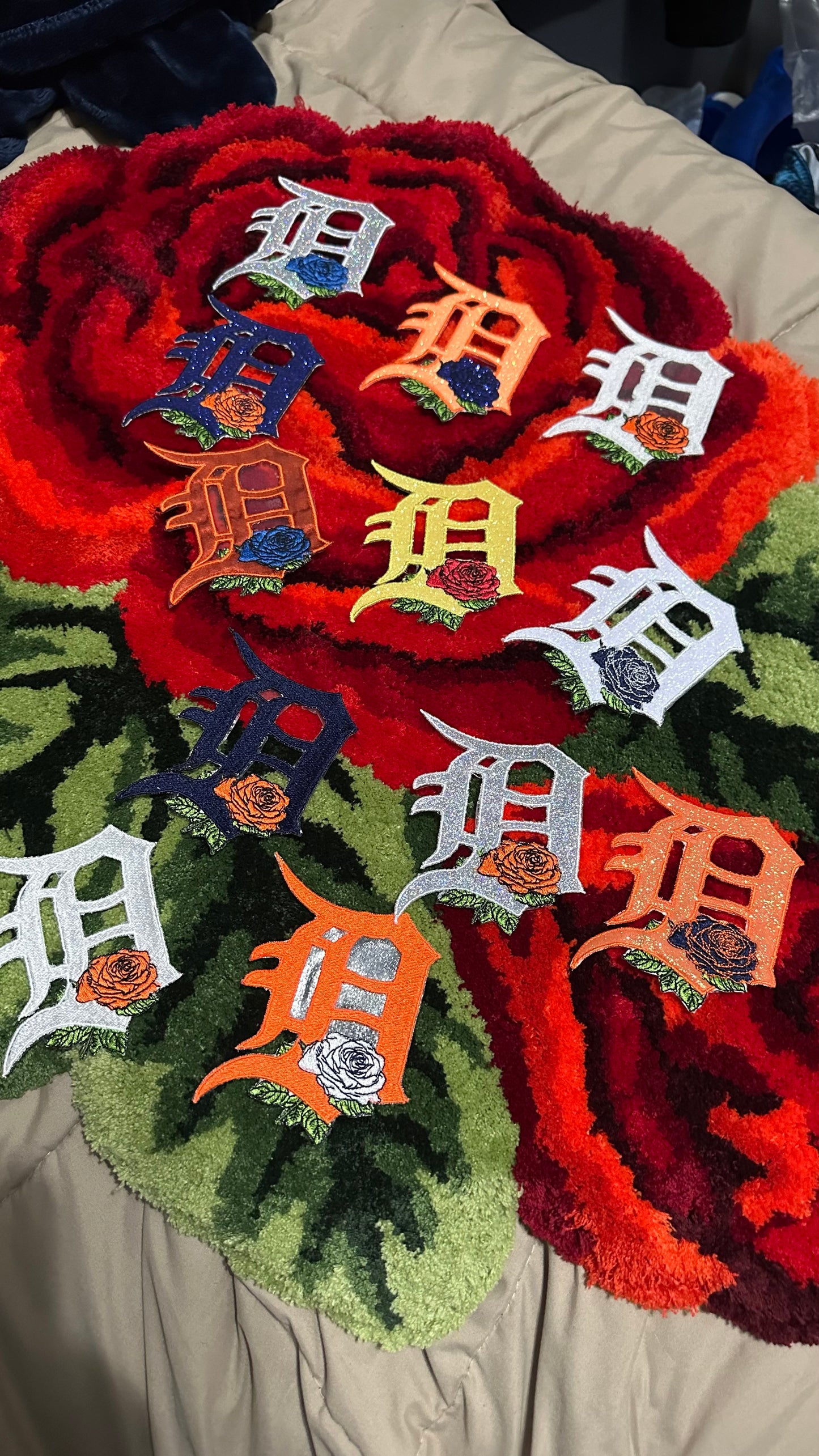 Detroit Tiger Roses Iron On Patch