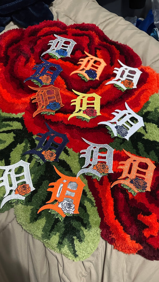 Detroit Tiger Roses Iron On Patch