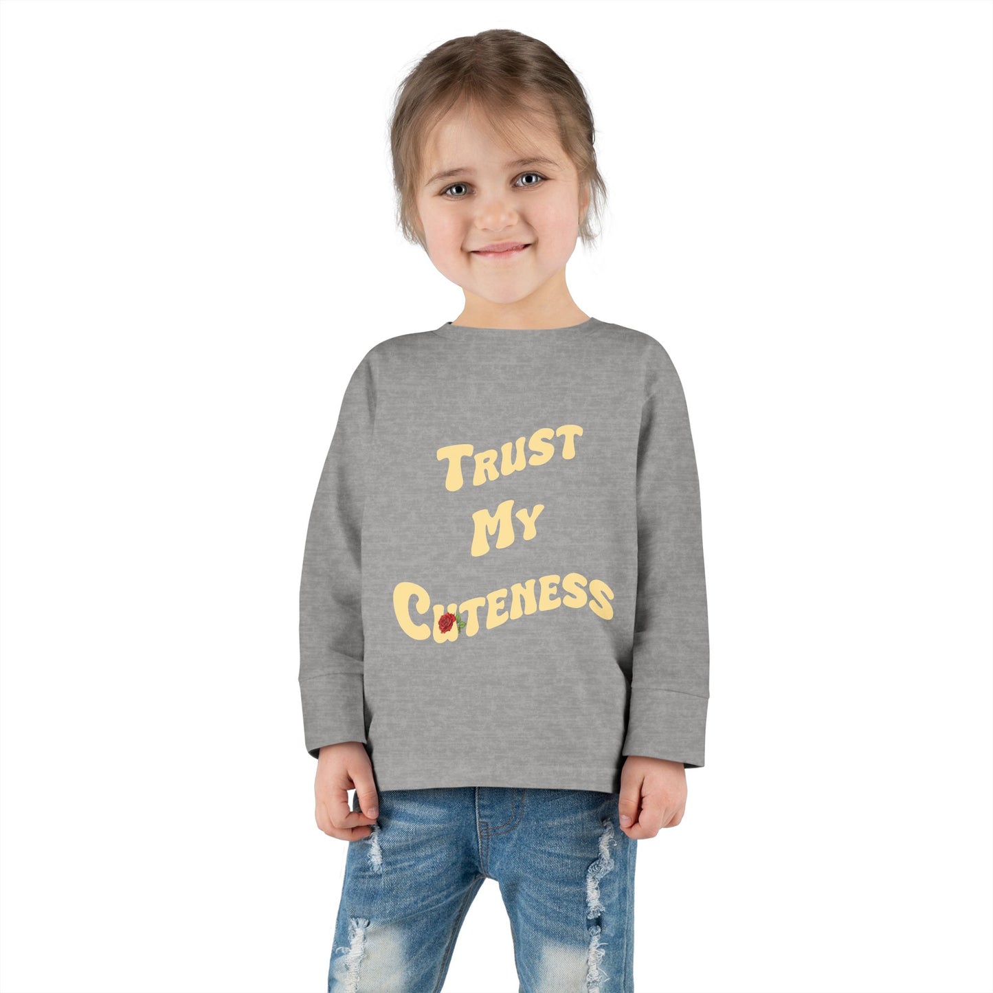 Trust My Cuteness Toddler Girls Long Sleeve Tee