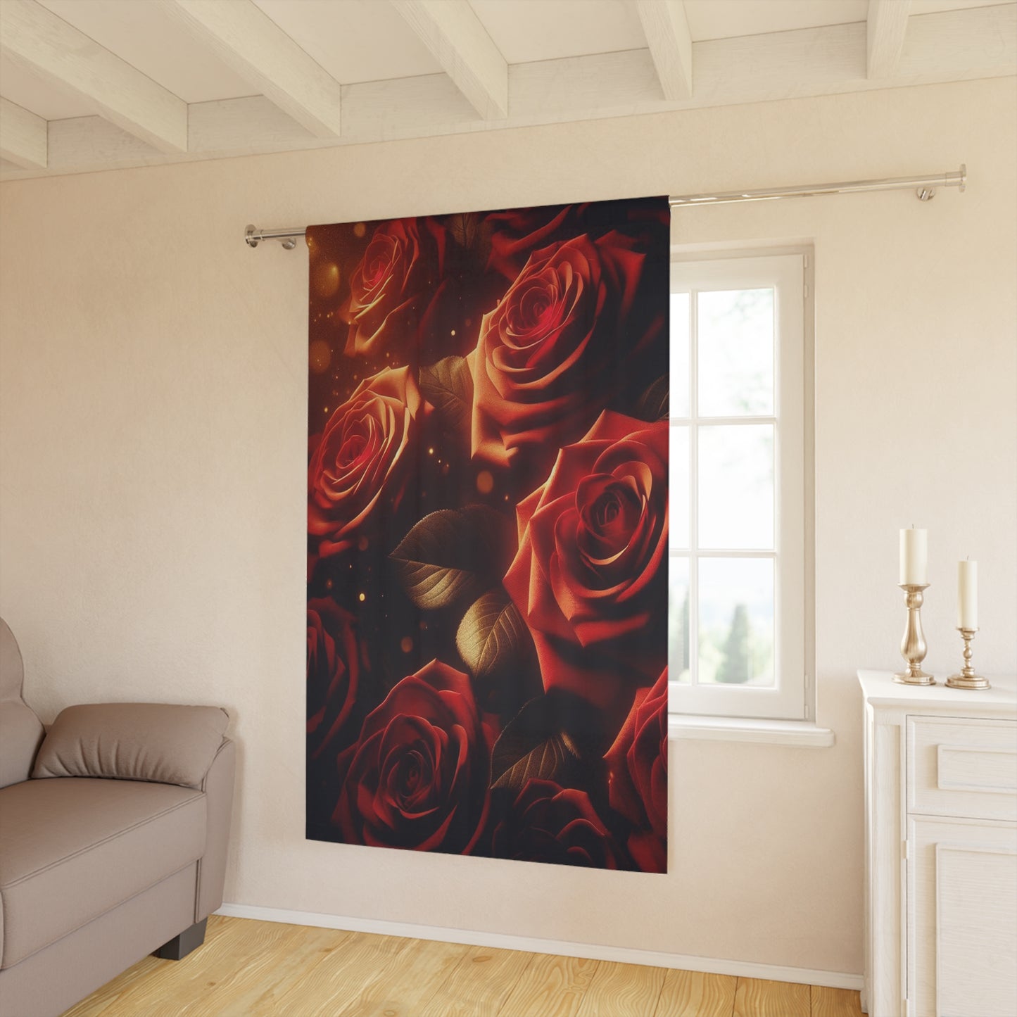 Romantic Rose Window Curtain - Elegant Floral Design for Home Décor