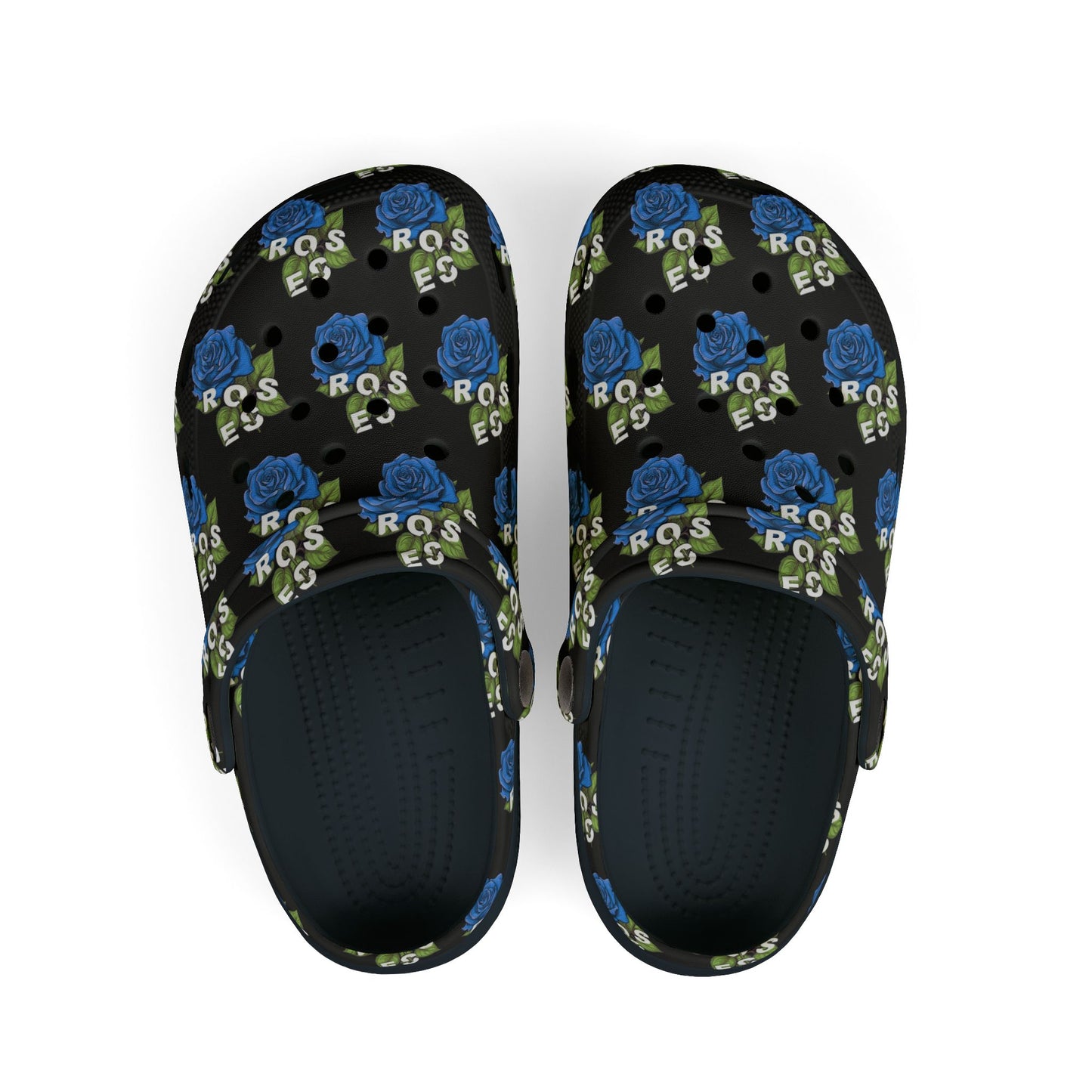 Black Blue Roses Kid's  Clogs