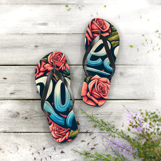 Roses Graffiti #16 Flip Flops