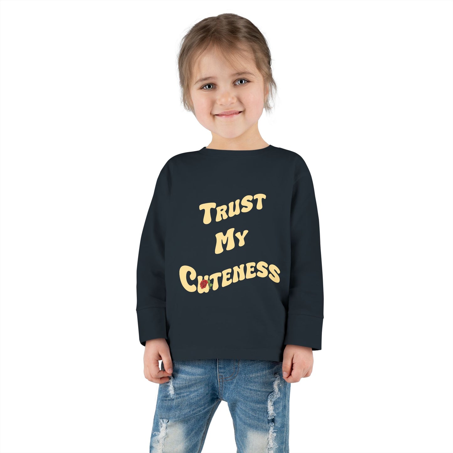 Trust My Cuteness Toddler Girls Long Sleeve Tee