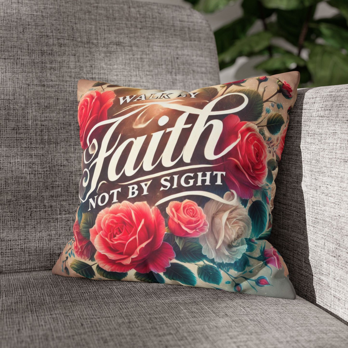 Walk By Faith Faux Suede Square Pillowcase