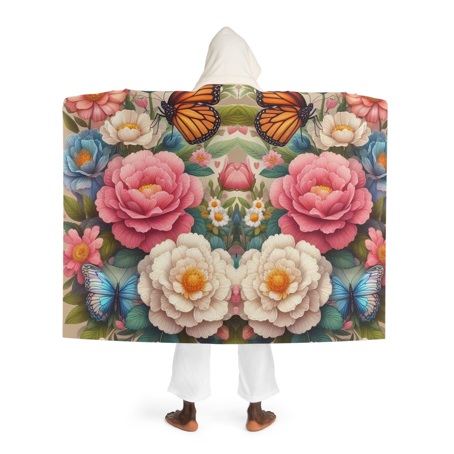 Spring Roses Hooded Fleece Blanket