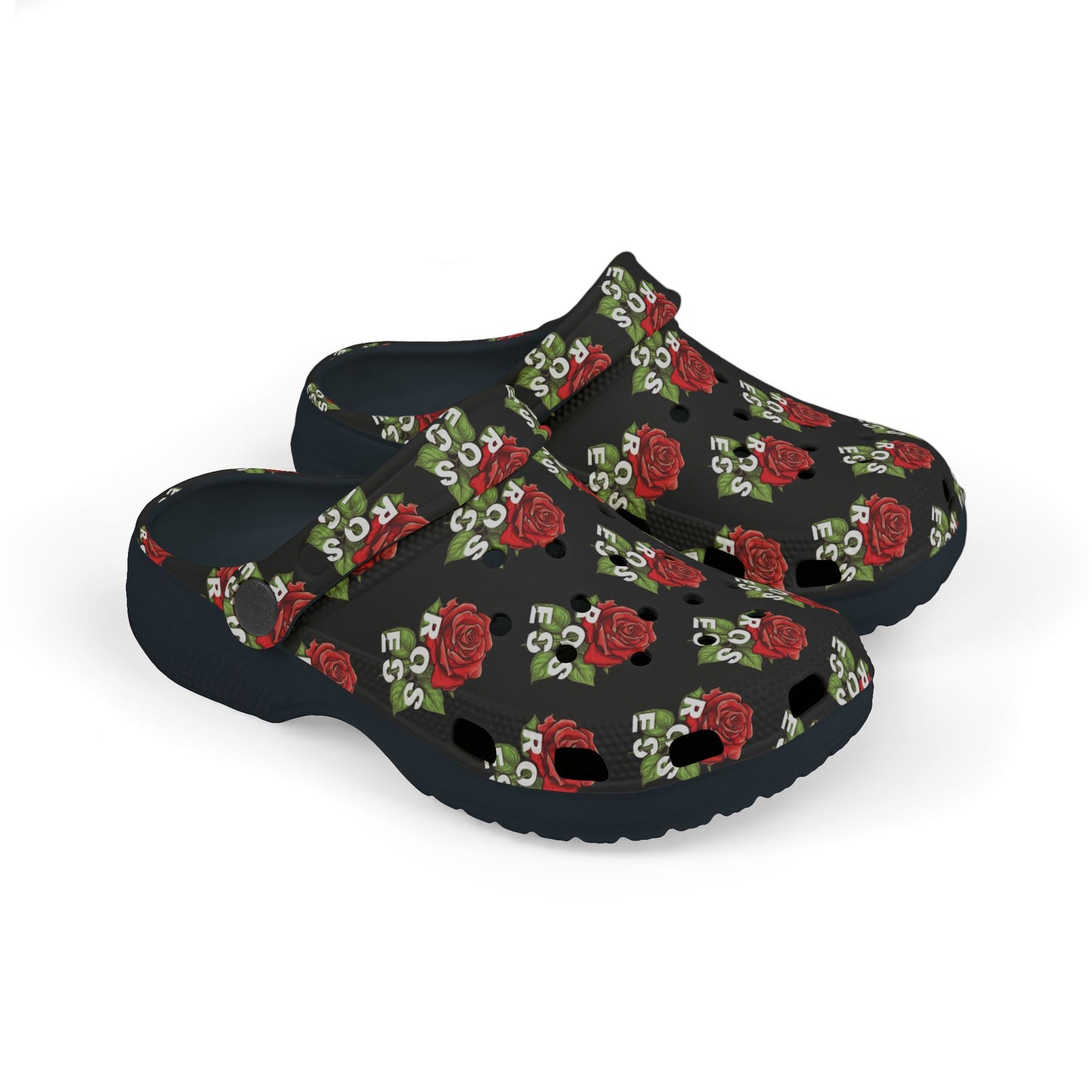 Black Red Roses Kid's  Clogs
