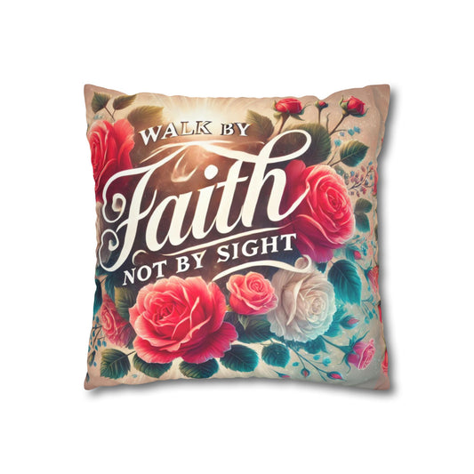 Walk By Faith Faux Suede Square Pillowcase