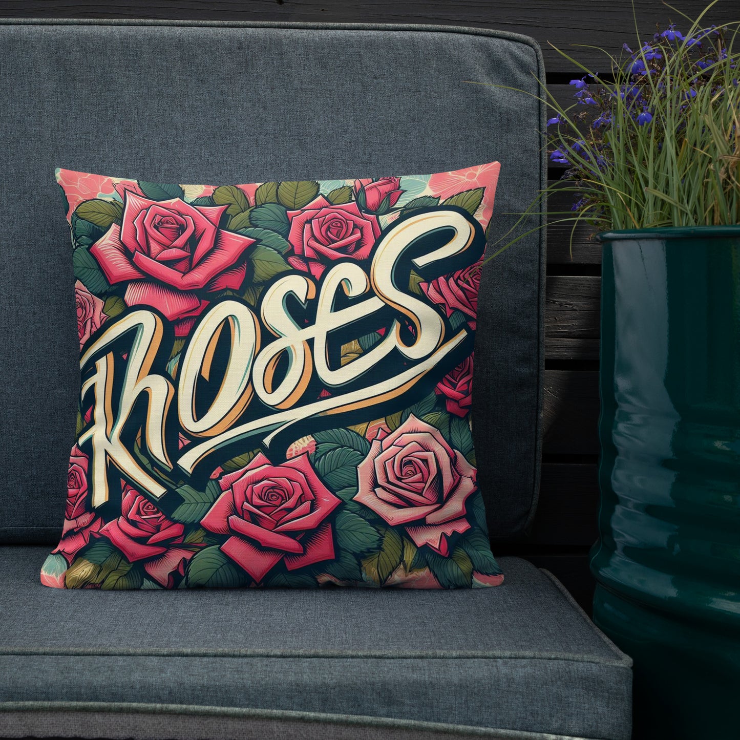 Roses Graffiti #13 Pillow