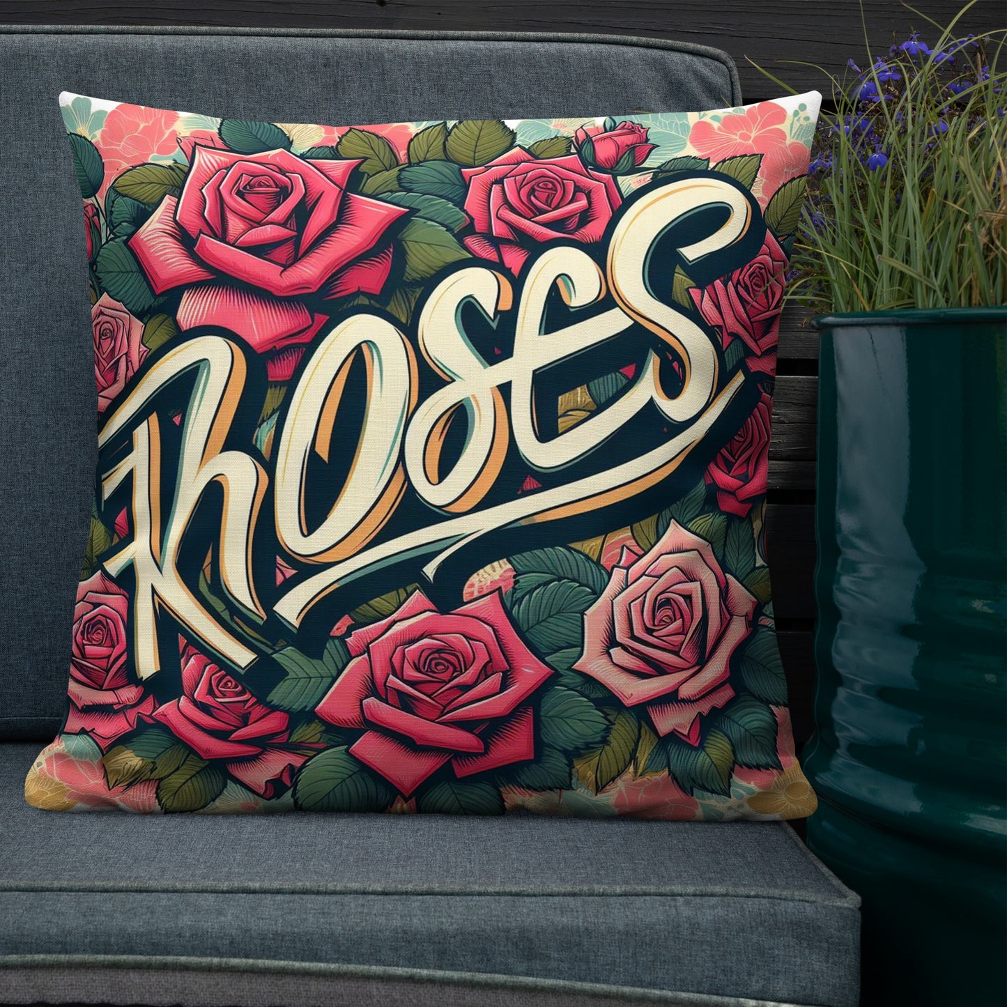 Roses Graffiti #13 Pillow