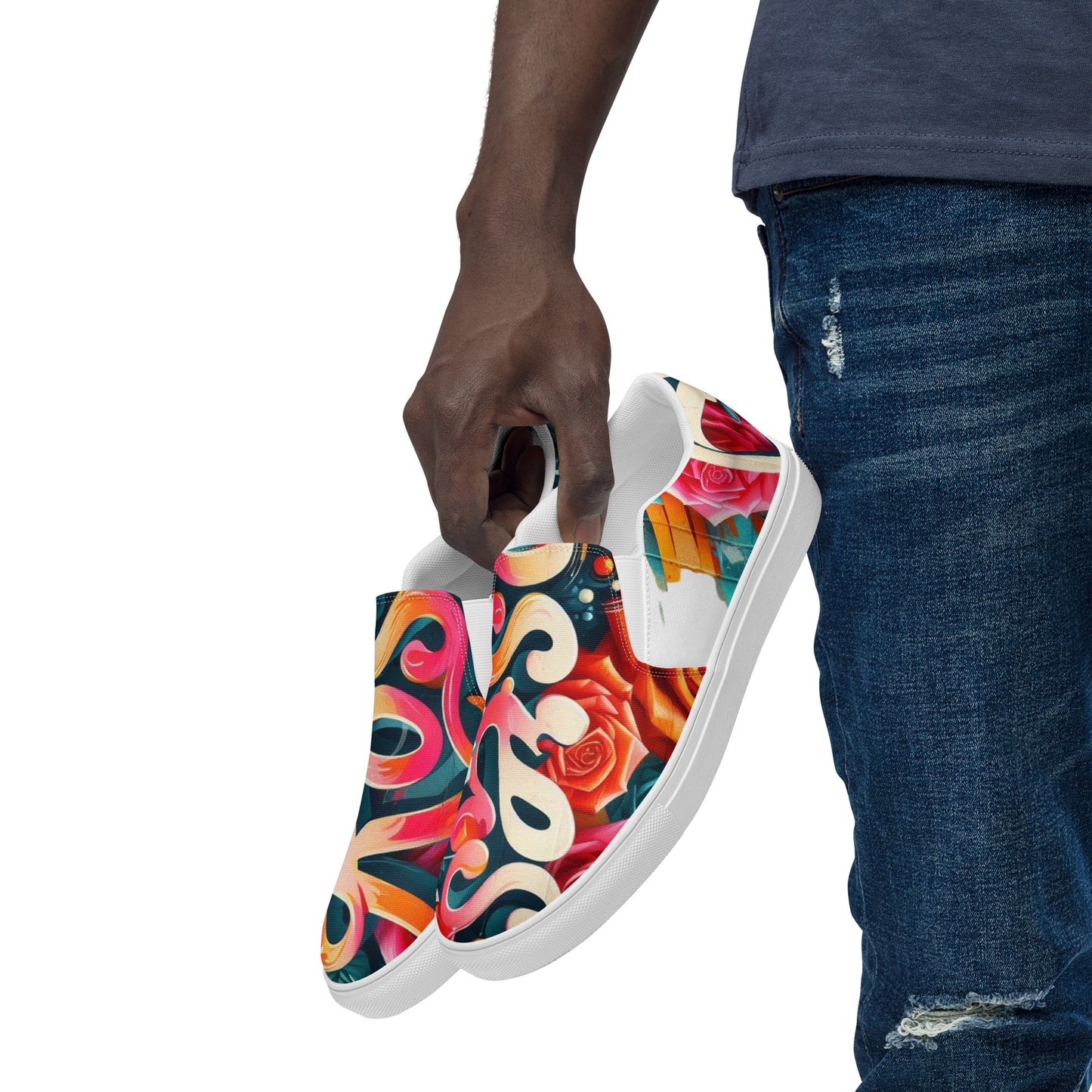Roses Graffiti #3 Men’s Slip-On Shoes